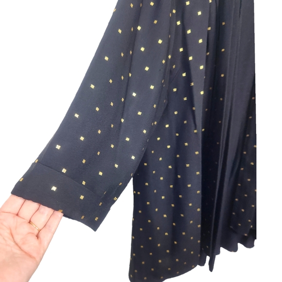 Vintage Sharon Anthony Pleated Gold Square Print Evening Office Open Cardigan - Picture 7 of 8